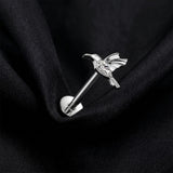 Detail View 1 of Implant Grade Titanium OneFit Threadless Hummingbird Sparkle Top Flat Back Stud Labret-Clear Gem