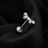 Detail View 1 of Implant Grade Titanium OneFit Threadless Baguette Round Sparkle Curve Flat Back Stud Labret-Clear Gem