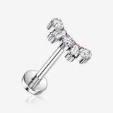 Implant Grade Titanium OneFit Threadless Baguette Round Sparkle Curve Flat Back Stud Labret-Clear Gem