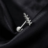 Detail View 1 of Implant Grade Titanium OneFit Threadless Olive Leaf Vine Top Flat Back Stud Labret