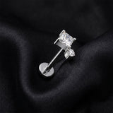 Detail View 1 of Implant Grade Titanium OneFit Threadless Diamante Dot Sparkle Top Flat Back Stud Labret-Clear Gem