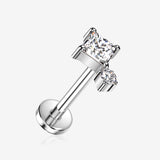Implant Grade Titanium OneFit Threadless Diamante Dot Sparkle Top Flat Back Stud Labret-Clear Gem