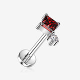 Implant Grade Titanium OneFit Threadless Diamante Dot Sparkle Top Flat Back Stud Labret-Clear Gem/Red