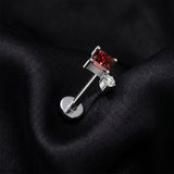 Detail View 1 of Implant Grade Titanium OneFit Threadless Diamante Dot Sparkle Top Flat Back Stud Labret-Clear Gem/Red