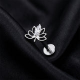 Detail View 1 of Implant Grade Titanium OneFit Threadless Hollow Lotus Zen Sparkle Top Flat Back Stud Labret-Clear Gem