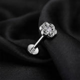 Detail View 1 of Implant Grade Titanium OneFit Threadless Hollow Swirl Flower Sparkle Top Flat Back Stud Labret-Clear Gem