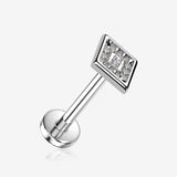 Implant Grade Titanium OneFit Threadless Hollow Diamante Sparkle Top Flat Back Stud Labret-Clear Gem