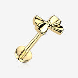 Implant Grade Titanium OneFit Threadless Golden Adorable Bow-Tie Top Flat Back Stud Labret