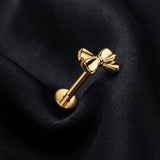 Detail View 1 of Implant Grade Titanium OneFit Threadless Golden Adorable Bow-Tie Top Flat Back Stud Labret