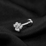 Detail View 1 of Implant Grade Titanium OneFit Threadless Adorable Paw Sparkle Top Flat Back Stud Labret-Clear Gem