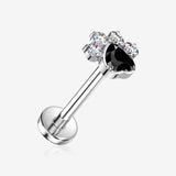 Implant Grade Titanium OneFit Threadless Adorable Paw Sparkle Top Flat Back Stud Labret