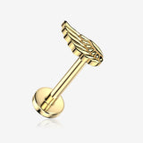 Implant Grade Titanium OneFit Threadless Golden Angel Wing Top Flat Back Stud Labret