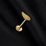 Detail View 1 of Implant Grade Titanium OneFit Threadless Golden Angel Wing Top Flat Back Stud Labret