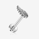 Implant Grade Titanium OneFit Threadless Angel Wing Top Flat Back Stud Labret