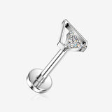 Implant Grade Titanium OneFit Threadless Chevron Triangle Sparkle Top Flat Back Stud Labret-Clear Gem