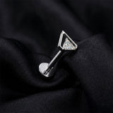 Detail View 1 of Implant Grade Titanium OneFit Threadless Chevron Triangle Sparkle Top Flat Back Stud Labret-Clear Gem
