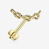 Implant Grade Titanium OneFit Threadless Golden Chain Link Curve Top Flat Back Stud Labret