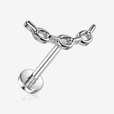 Implant Grade Titanium OneFit Threadless Chain Link Curve Top Flat Back Stud Labret