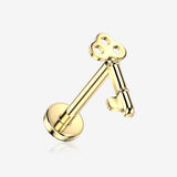 Implant Grade Titanium OneFit Threadless Golden Heirloom Key Top Flat Back Stud Labret