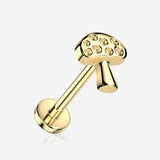 Implant Grade Titanium OneFit Threadless Golden Mushroom Top Flat Back Stud Labret