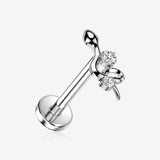 Implant Grade Titanium OneFit Threadless Slithering Snake Sparkle Top Flat Back Stud Labret-Clear Gem