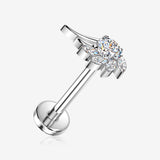 Implant Grade Titanium OneFit Threadless Divine Angel Wing Sparkle Top Flat Back Stud Labret-Clear Gem