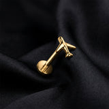 Detail View 1 of Implant Grade Titanium OneFit Threadless Golden Airplane Top Flat Back Stud Labret