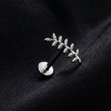 Detail View 1 of Implant Grade Titanium OneFit Threadless Vintage Vine Leaf Flat Back Stud Labret