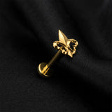 Detail View 1 of Implant Grade Titanium OneFit Threadless Golden Fleur De Lis Flat Back Stud Labret