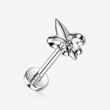 Implant Grade Titanium OneFit Threadless Fleur De Lis Flat Back Stud Labret
