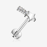 Implant Grade Titanium OneFit Threadless Shooting Star Sparkle Flat Back Stud Labret-Clear Gem