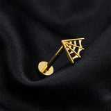 Detail View 1 of Implant Grade Titanium OneFit Threadless Golden Spider Web Flat Back Stud Labret