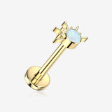 Implant Grade Titanium OneFit Threadless Golden Rising Sun Opal Flat Back Stud Labret-White