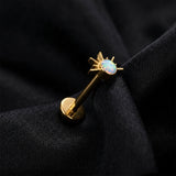Detail View 1 of Implant Grade Titanium OneFit Threadless Golden Rising Sun Opal Flat Back Stud Labret-White