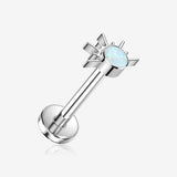 Implant Grade Titanium OneFit Threadless Rising Sun Opal Flat Back Stud Labret-White