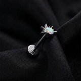 Detail View 1 of Implant Grade Titanium OneFit Threadless Rising Sun Opal Flat Back Stud Labret-White
