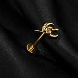 Detail View 1 of Implant Grade Titanium OneFit Threadless Golden Serpent Snake Crescent Moon Flat Back Stud Labret
