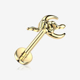 Implant Grade Titanium OneFit Threadless Golden Serpent Snake Crescent Moon Flat Back Stud Labret