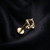 Detail View 1 of Implant Grade Titanium OneFit Threadless Golden Quaver Music Note Flat Back Stud Labret