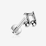 Implant Grade Titanium OneFit Threadless Quaver Music Note Flat Back Stud Labret