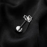 Detail View 1 of Implant Grade Titanium OneFit Threadless Sparkle Thorned Heart Flat Back Stud Labret-Clear Gem