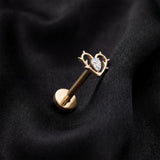 Detail View 1 of Implant Grade Titanium OneFit Threadless Golden Sparkle Thorned Heart Flat Back Stud Labret-Clear Gem