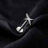 Detail View 1 of Implant Grade Titanium OneFit Threadless North Star Sparkle Polaris Flat Back Stud Labret-Clear Gem