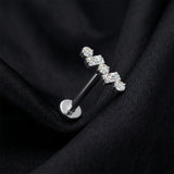 Detail View 1 of Implant Grade Titanium OneFit Threadless ZigZag Sparkle Overload Flat Back Stud Labret-Clear Gem