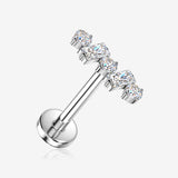 Implant Grade Titanium OneFit Threadless ZigZag Sparkle Overload Flat Back Stud Labret-Clear Gem