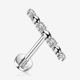 Implant Grade Titanium OneFit Threadless Sparkle Bubble Bar Top Flat Back Stud Labret-Clear Gem