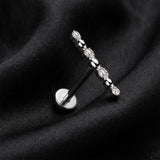 Detail View 1 of Implant Grade Titanium OneFit Threadless Sparkle Bubble Bar Top Flat Back Stud Labret-Clear Gem