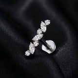 Detail View 1 of Implant Grade Titanium OneFit Threadless Marquise ZigZag Sparkle Bar Flat Back Stud Labret-Clear Gem