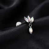 Detail View 1 of Implant Grade Titanium OneFit Threadless Triple Marquise Sparkle Dangle Flat Back Stud Labret-Aurora Borealis