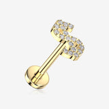 Implant Grade Titanium OneFit Threadless Golden Iconic Bling Dollar Sign Top Flat Back Stud Labret-Clear Gem